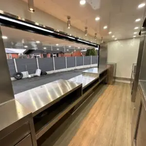 5.5m Black Chicken Rotisserie Trailer — Roller Grill & Hot Cupboard